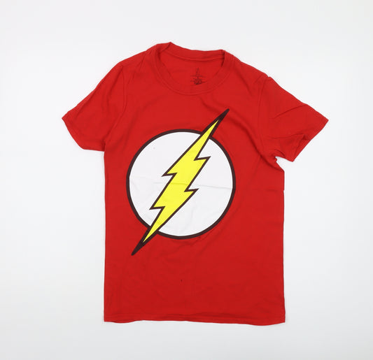 The Flash Womens Red Cotton Basic T-Shirt Size S Crew Neck