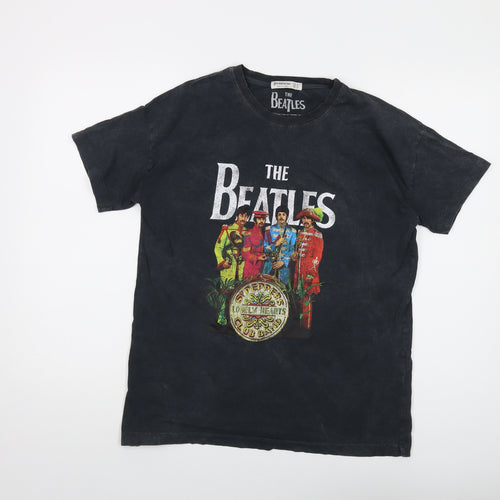 The Beatles Mens Grey Cotton T-Shirt Size M Crew Neck