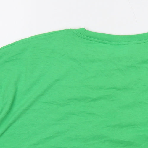 Disney Womens Green Cotton Cropped T-Shirt Size 12 Crew Neck - Mickey and Friends