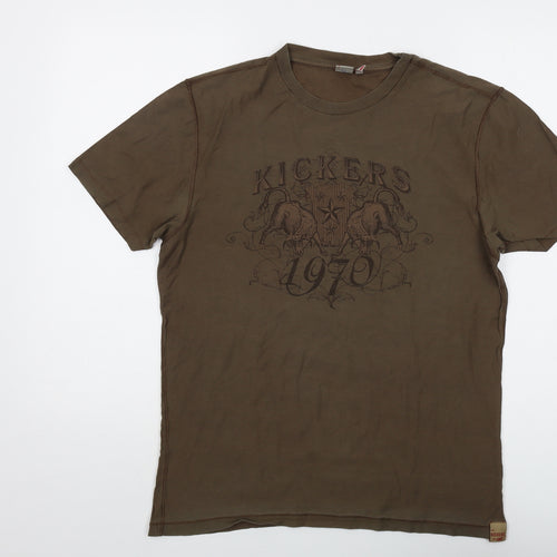Kickers Mens Brown Cotton T-Shirt Size M Crew Neck