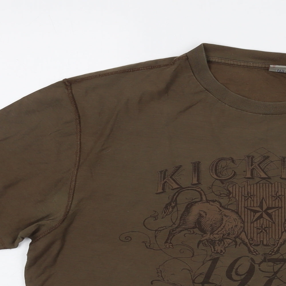 Kickers Mens Brown Cotton T-Shirt Size M Crew Neck