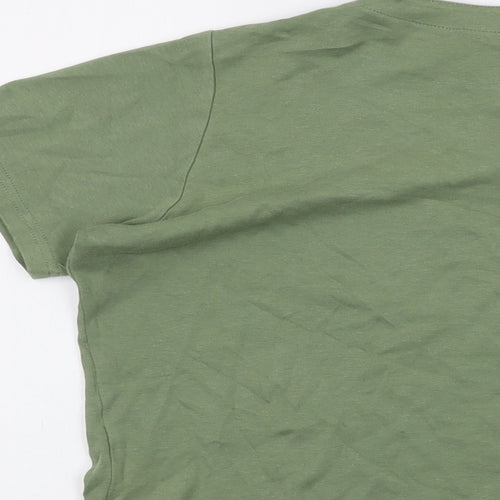 Isle Womens Green Cotton Basic T-Shirt Size 18 V-Neck