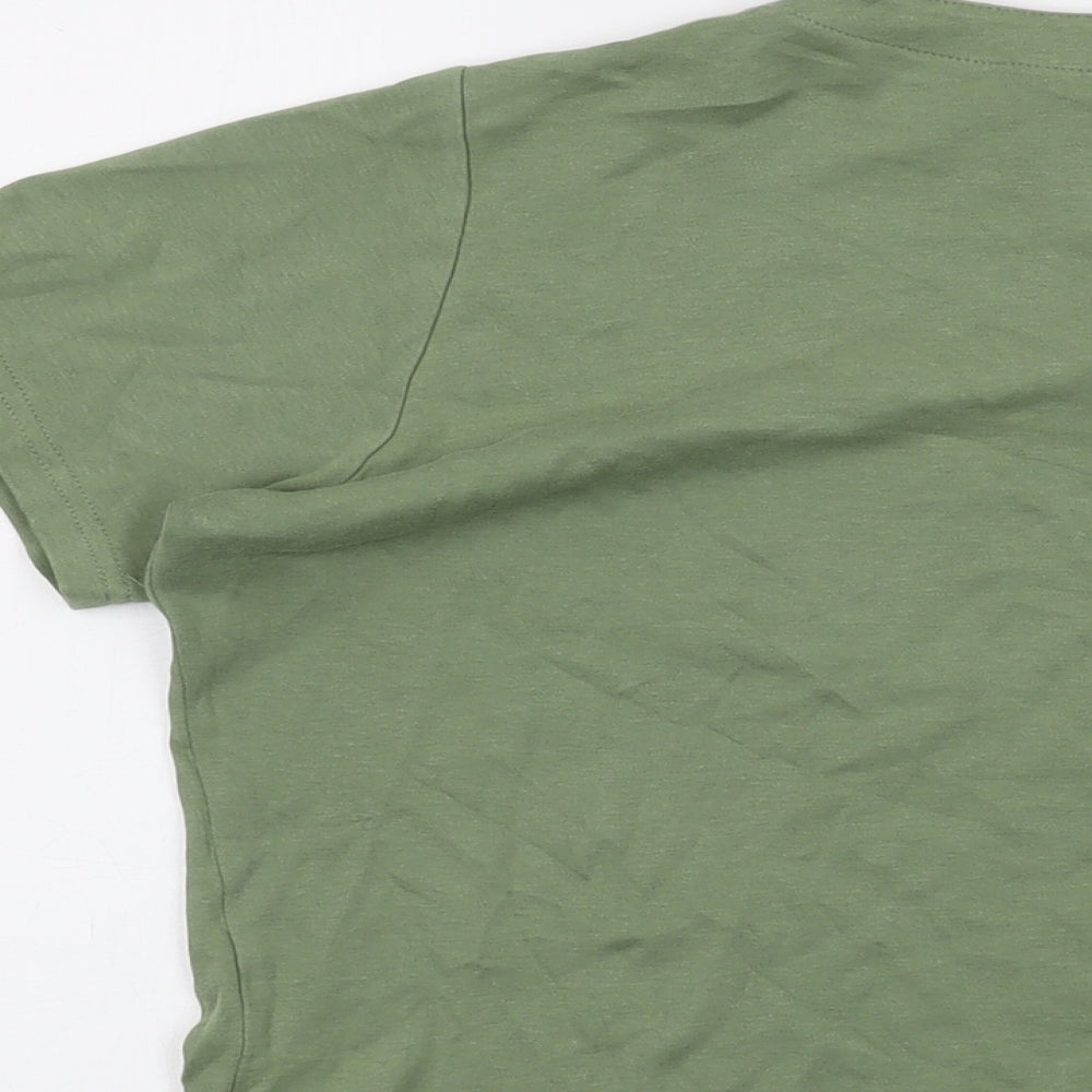 Isle Womens Green Cotton Basic T-Shirt Size 18 V-Neck