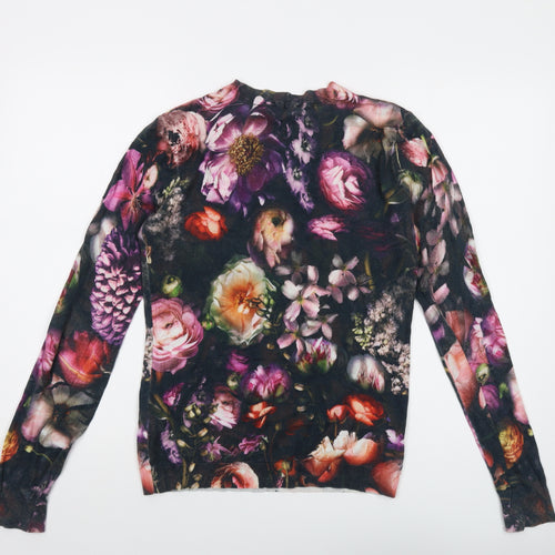 Ted Baker Womens Multicoloured Crew Neck Floral Cotton Pullover Jumper Size 10