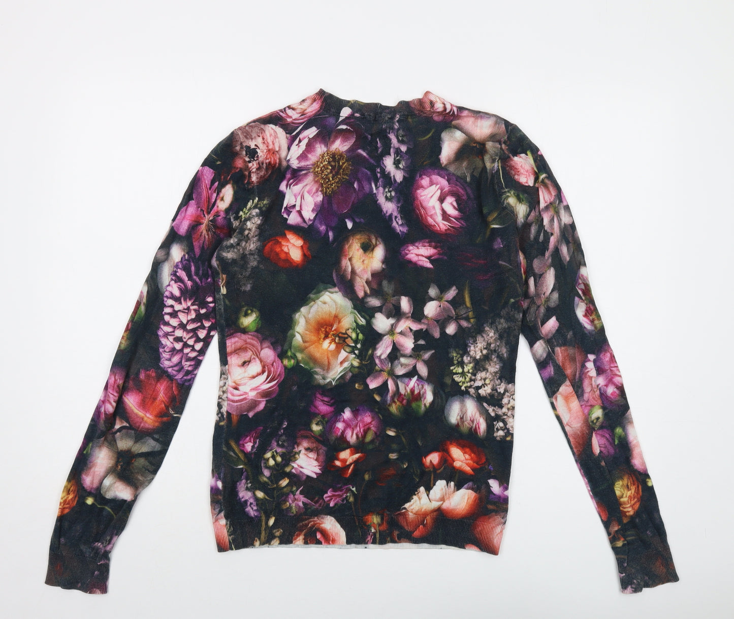 Ted Baker Womens Multicoloured Crew Neck Floral Cotton Pullover Jumper Size 10