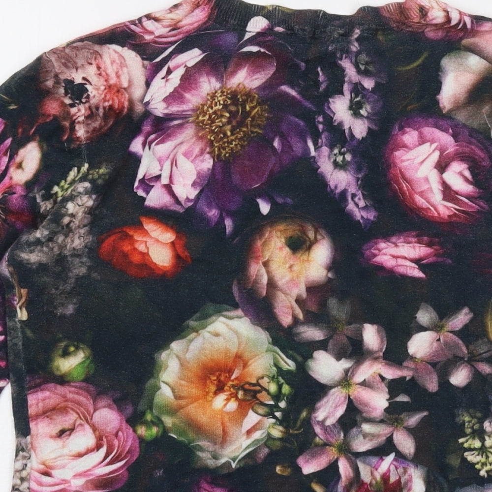Ted Baker Womens Multicoloured Crew Neck Floral Cotton Pullover Jumper Size 10