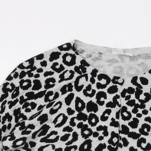 Gap Womens Grey Round Neck Animal Print Cotton Cardigan Jumper Size XL