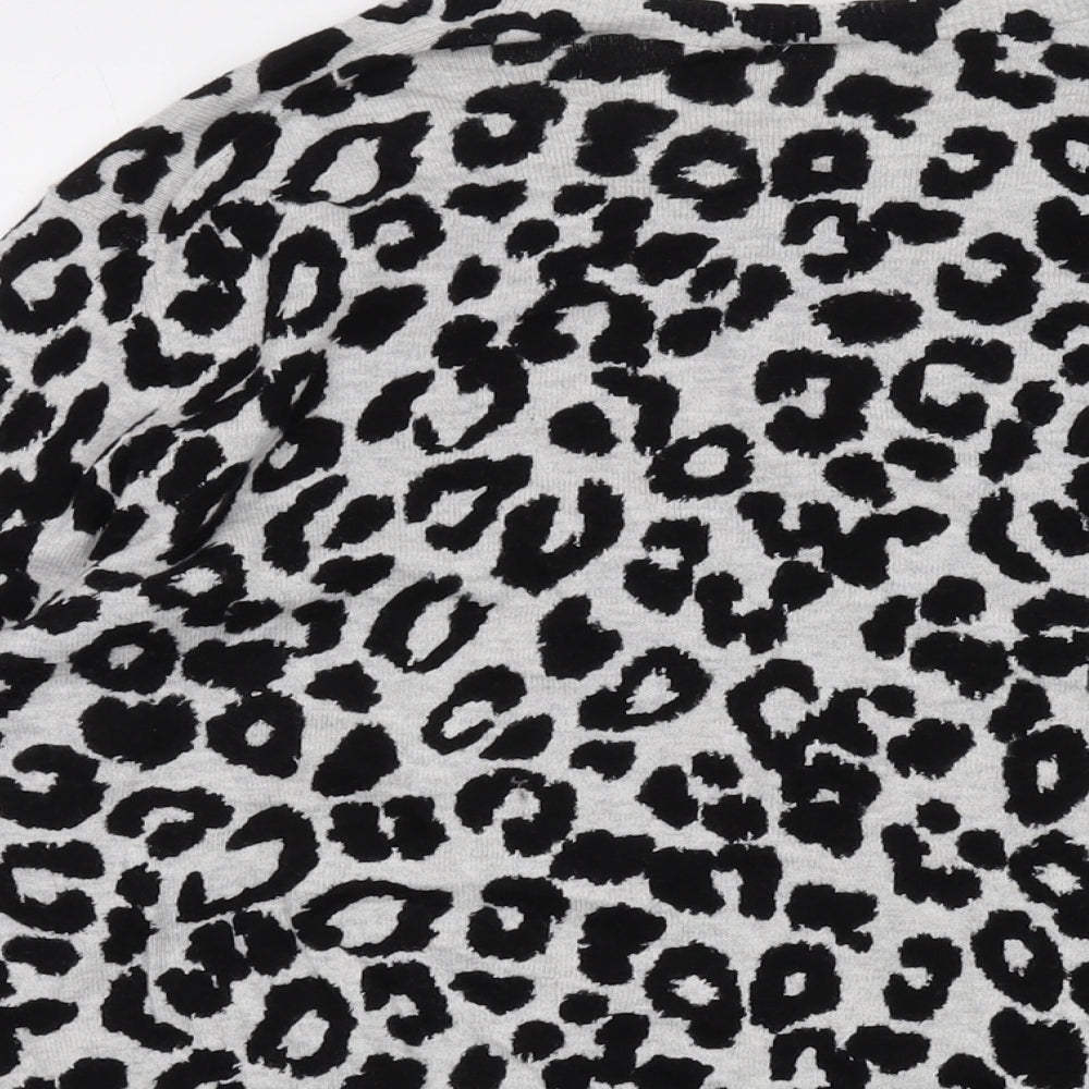 Gap Womens Grey Round Neck Animal Print Cotton Cardigan Jumper Size XL