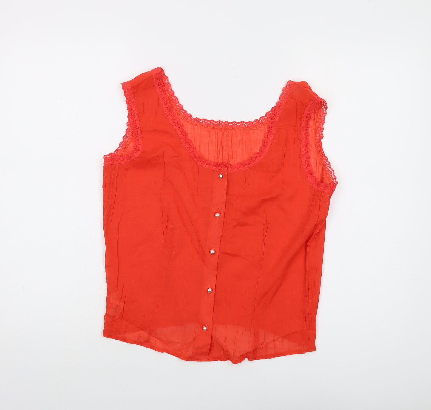 St Michael Womens Red Polyester Basic Tank Size 12 Round Neck