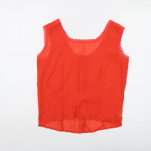 St Michael Womens Red Polyester Basic Tank Size 12 Round Neck