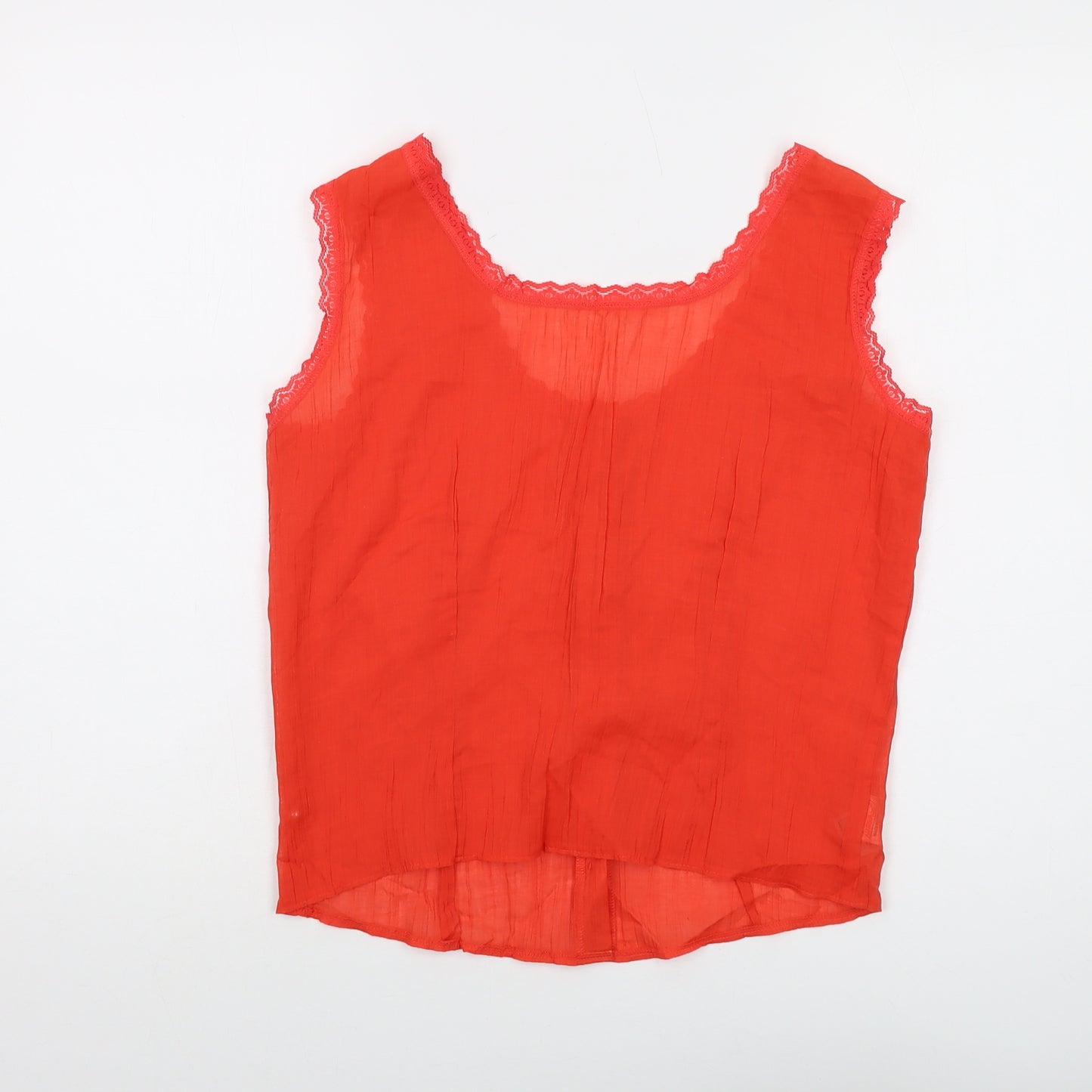 St Michael Womens Red Polyester Basic Tank Size 12 Round Neck