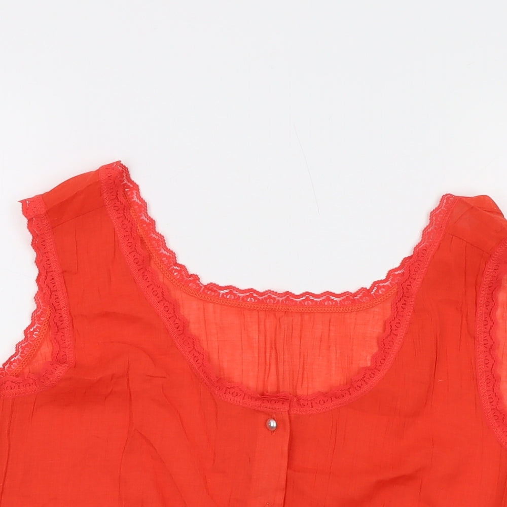 St Michael Womens Red Polyester Basic Tank Size 12 Round Neck