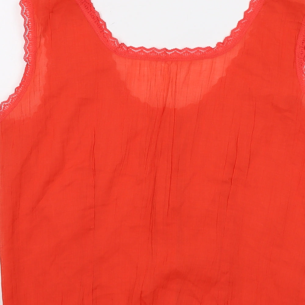 St Michael Womens Red Polyester Basic Tank Size 12 Round Neck