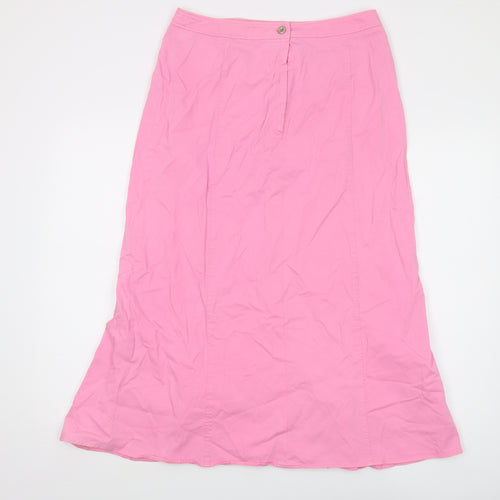 Viyella Womens Pink Cotton A-Line Skirt Size 12 Button