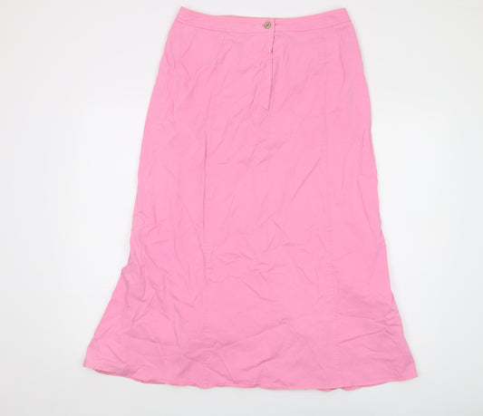 Viyella Womens Pink Cotton A-Line Skirt Size 12 Button