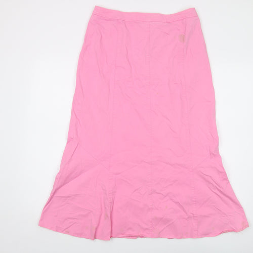 Viyella Womens Pink Cotton A-Line Skirt Size 12 Button