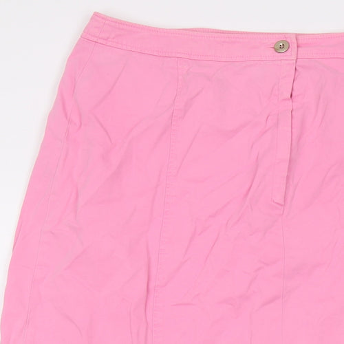Viyella Womens Pink Cotton A-Line Skirt Size 12 Button