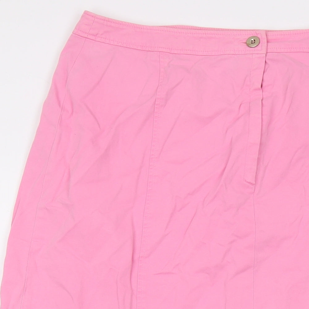 Viyella Womens Pink Cotton A-Line Skirt Size 12 Button