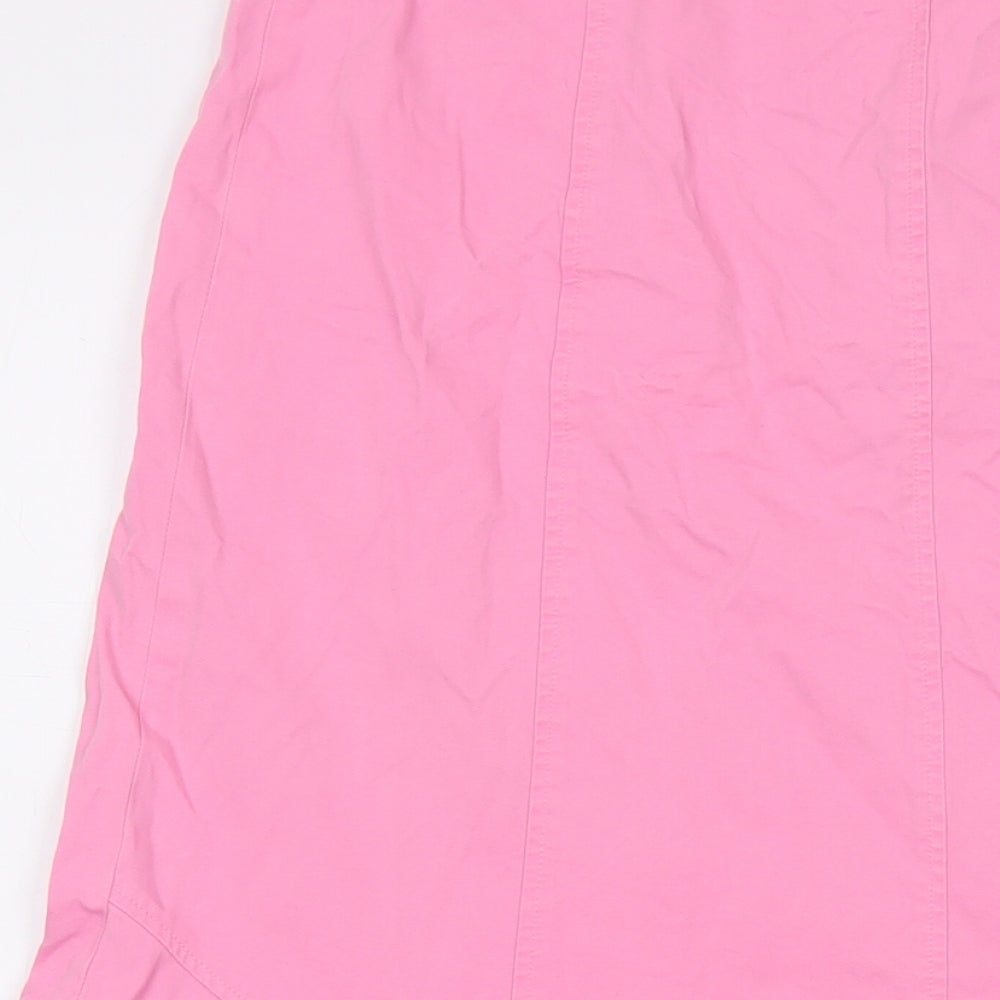 Viyella Womens Pink Cotton A-Line Skirt Size 12 Button