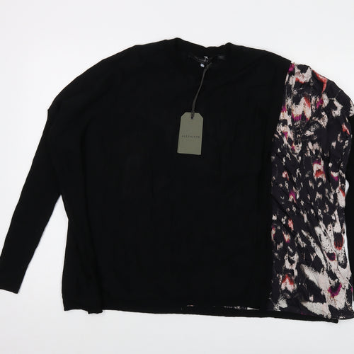 AllSaints Womens Black Crew Neck Wool Pullover Jumper Size XS