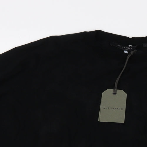 AllSaints Womens Black Crew Neck Wool Pullover Jumper Size XS