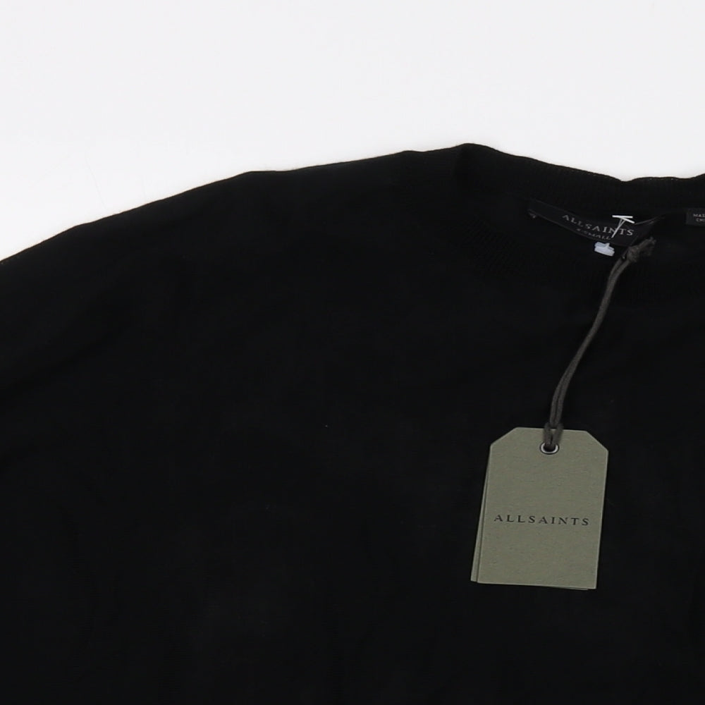 AllSaints Womens Black Crew Neck Wool Pullover Jumper Size XS