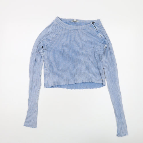 Pacific Republic Womens Blue Round Neck Acrylic Pullover Jumper Size L