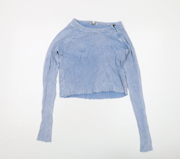 Pacific Republic Womens Blue Round Neck Acrylic Pullover Jumper Size L