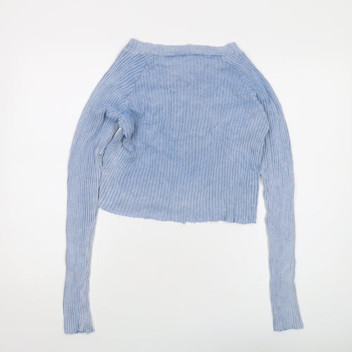 Pacific Republic Womens Blue Round Neck Acrylic Pullover Jumper Size L