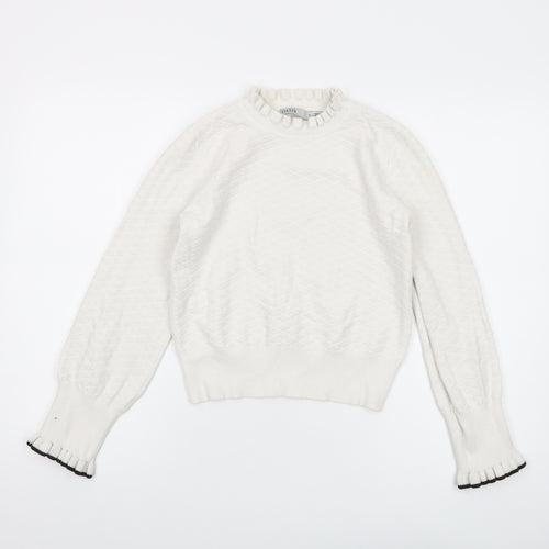 Oasis Womens White Mock Neck Viscose Pullover Jumper Size M