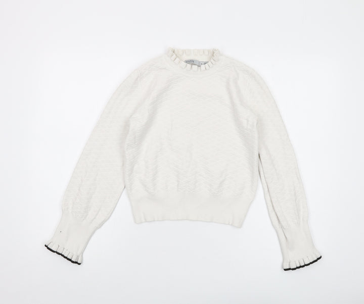 Oasis Womens White Mock Neck Viscose Pullover Jumper Size M
