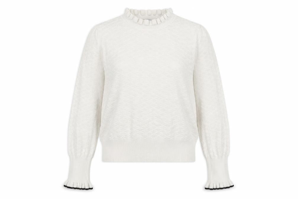 Front view of Oasis women’s white mock neck viscose jumper, size M