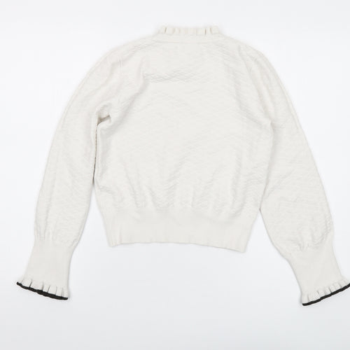 Oasis Womens White Mock Neck Viscose Pullover Jumper Size M