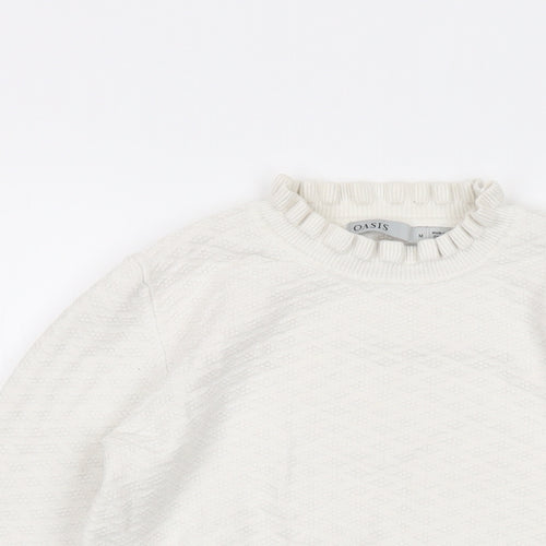 Oasis Womens White Mock Neck Viscose Pullover Jumper Size M