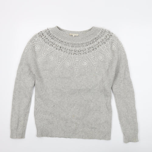 Ted Baker Womens Grey Round Neck Wool Pullover Jumper Size 10