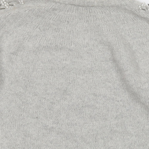 Ted Baker Womens Grey Round Neck Wool Pullover Jumper Size 10