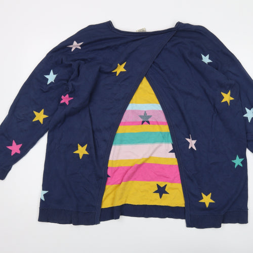 Frugi Womens Blue Round Neck Geometric Cotton Pullover Jumper Size 18