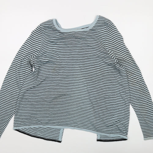 Oliver Bonas Womens Blue Round Neck Striped Polyester Pullover Jumper Size 14