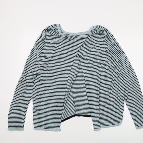 Oliver Bonas Womens Blue Round Neck Striped Polyester Pullover Jumper Size 14