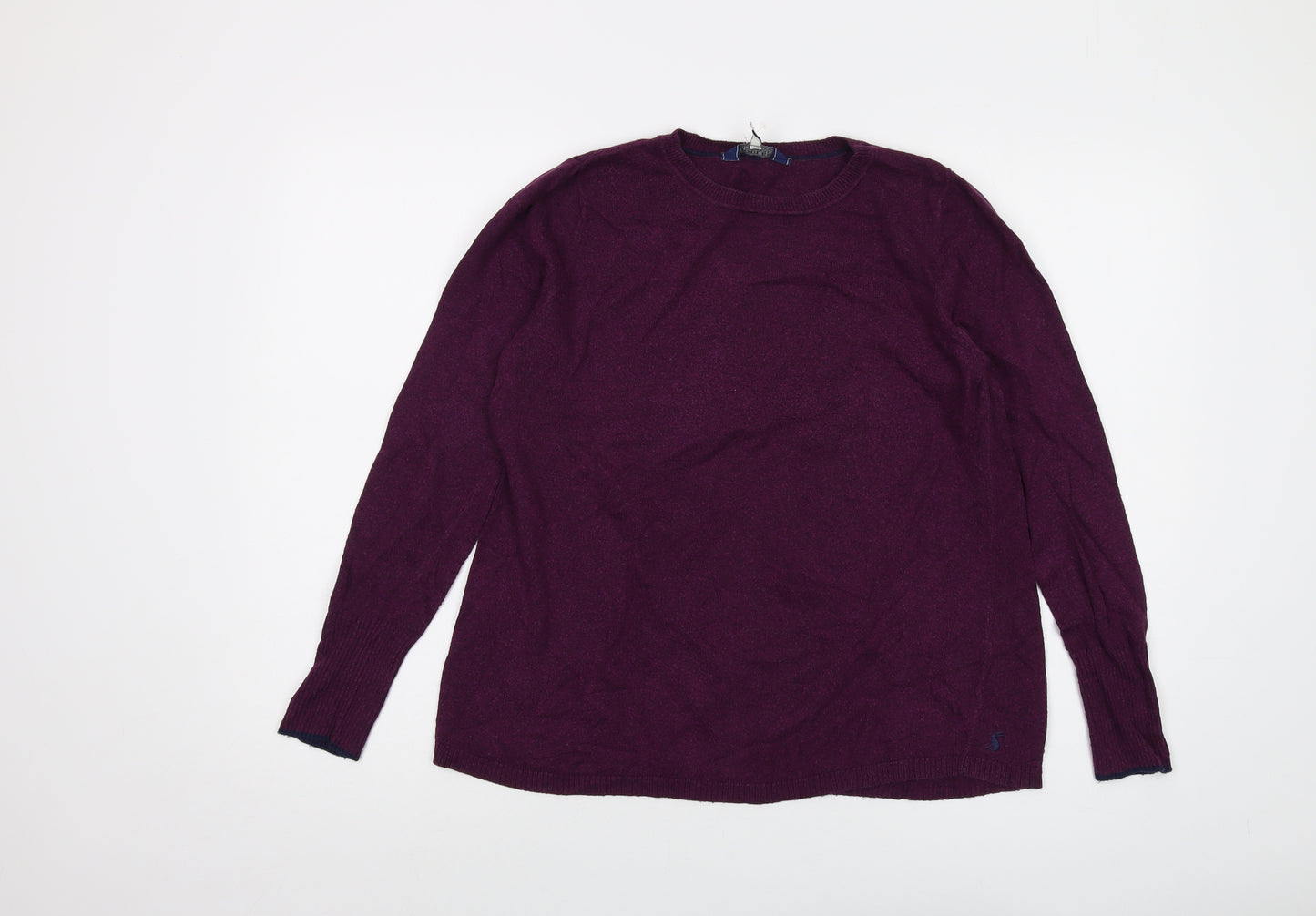 Joules Womens Purple Round Neck Cotton Pullover Jumper Size 8