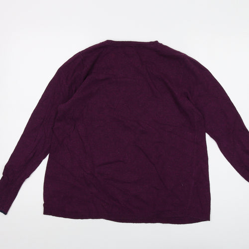 Joules Womens Purple Round Neck Cotton Pullover Jumper Size 8