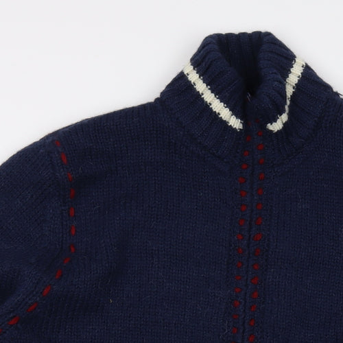 Varberg Mens Blue Mock Neck Wool Cardigan Jumper Size L Long Sleeve