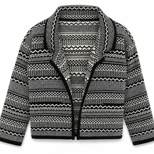 Sweewe Womens Black V-Neck Geometric Acrylic Cardigan Jumper Size M