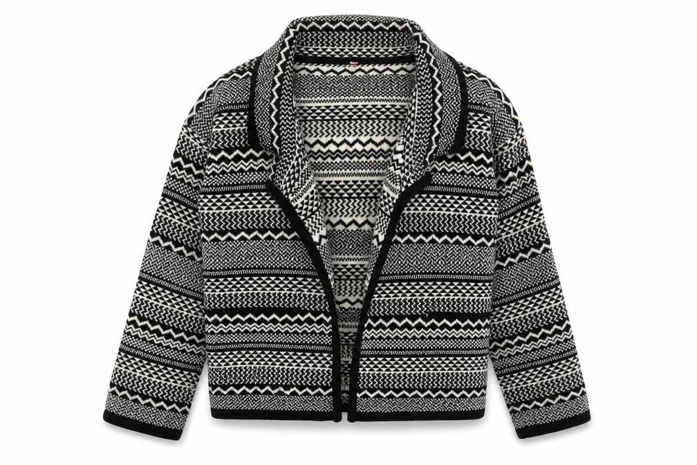 Sweewe Womens Black V-Neck Geometric Acrylic Cardigan Jumper Size M