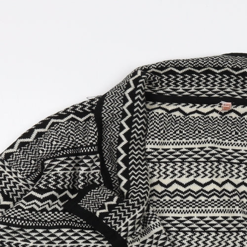 Sweewe Womens Black V-Neck Geometric Acrylic Cardigan Jumper Size M