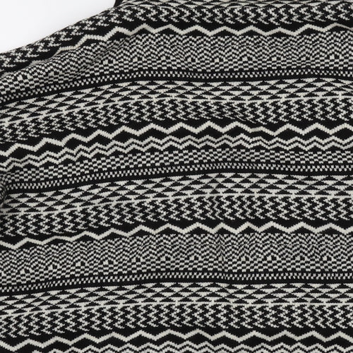 Sweewe Womens Black V-Neck Geometric Acrylic Cardigan Jumper Size M
