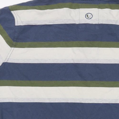 Fat Face Mens Blue Striped Cotton Polo Size L Collared Button