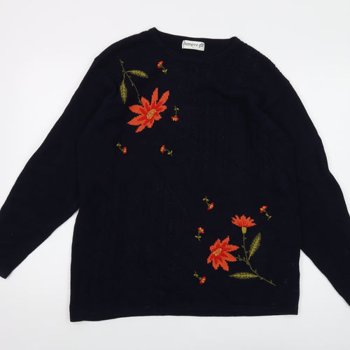 Jumper Womens Blue Crew Neck Cotton Pullover Jumper Size L