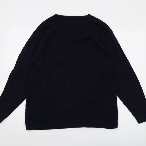 Jumper Womens Blue Crew Neck Cotton Pullover Jumper Size L
