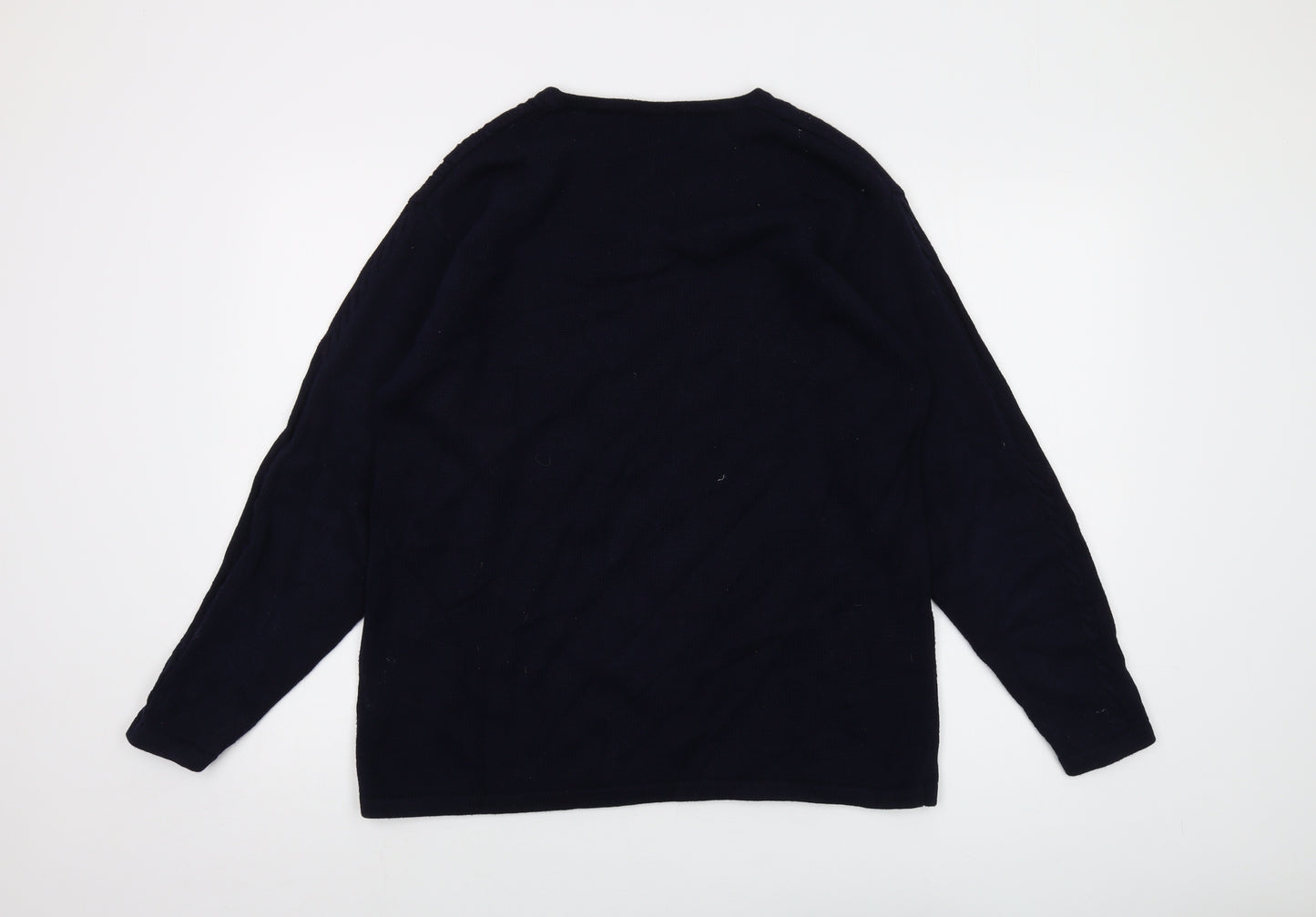 Jumper Womens Blue Crew Neck Cotton Pullover Jumper Size L
